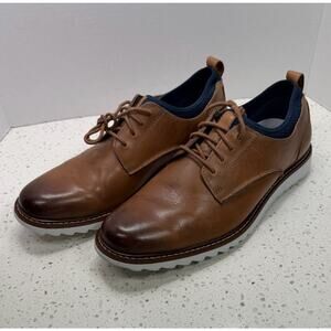 Johnston & Murphy Men 9.5 Brown Leather Derby Shoes Casual Dress Lace Up Comfort